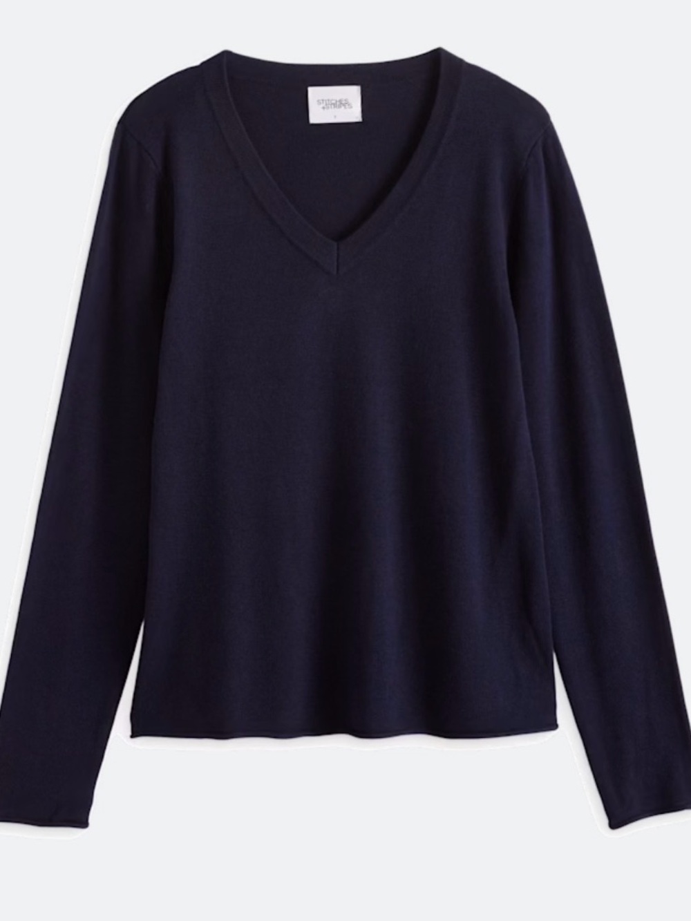 Stitches+Stripes Women’s Navy V-Neck Sweater, Size XL